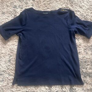 Ralph Lauren Classic Navy Tee with zipper detail women’s size 1X 100% cotton